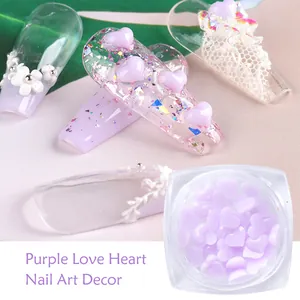 Decorazioni per nail art a cuore viola con effetto resina macaron fotosensibile