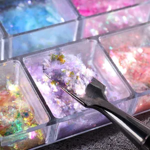 Irisierende Aurora Opal Nagelglitzer Flocken im Mehrfarben Set für DIY Maniküre Kunst