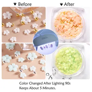 UV light-sensitive photochromic resin flowers and metal beads for nail art design