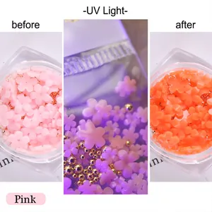 Detailed comparison of UV light color changing resin flower charms for nail art design