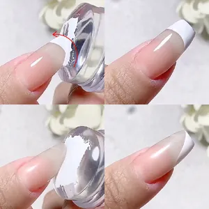 Step-by-step tutorial for French manicure using a clear silicone nail art stamper tool