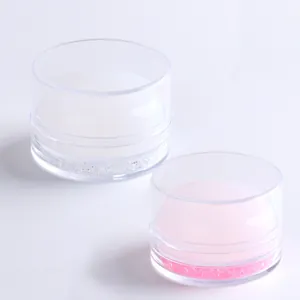 Dual-color French nail art silicone stamper set with white and pink storage containers