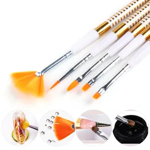 Set professionale di 5 pennelli per nail art per pittura, linee e dettagli unghie