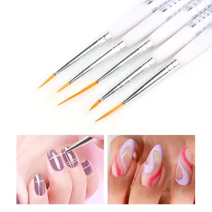 Set di 5 pennelli professionali nail art per dettagli sottili e pittura precisa