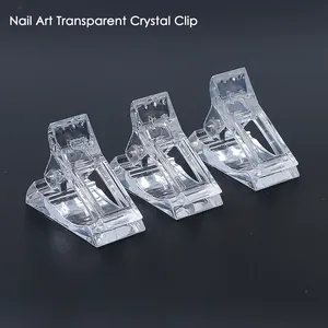 Trois pinces à ongles transparentes avec ressort en métal pour extension polygel