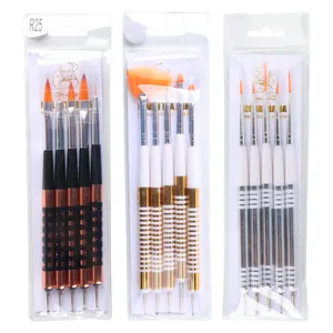 Set di 5 pennelli per nail art a doppia punta per pittura e decorazione unghie