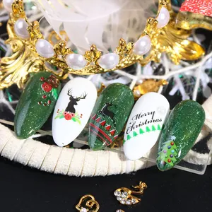 Christmas nail art stickers with reindeer, tree and Merry Christmas glitter design