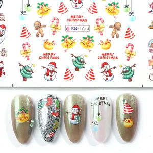 Christmas nail art water stickers featuring snowmen and gingerbread men patterns