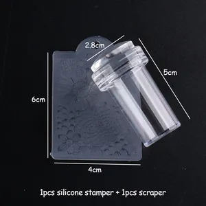 Kit tampon nail art French avec tête en silicone de 2,4cm et grattoir à motifs