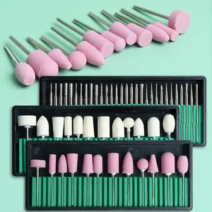 Punte Professionali per Trapano Unghie Manicure Pedicure in Smeriglio Feltro di Lana Pietra di Quarzo Strumenti Rotanti Lucidanti