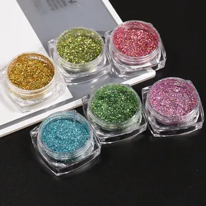 Professional six-color laser nail glitter powder set for manicure and DIY crafts