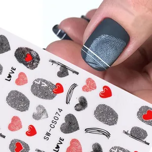 3D heart and fingerprint nail stickers SW-CS074 for DIY manicure art decoration