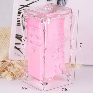 Porta dischetti di cotone ABS rosa con farfalla e dimensioni 15x6,5x7,5cm per manicure