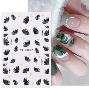 Autocollants d'Art d'Ongles Chat de Dessin Animé Mignon Fleur Baie Carreaux Coeur Noeud Décalcomanies Auto-adhésives pour Manucure DIY Femmes Filles