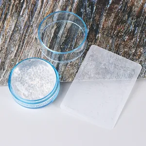 Clear silicone nail art stamper with blue glitter and mandala floral plate XY-208