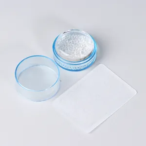 Detail of glitter silicone nail stamper with transparent mandala pattern stamping plate