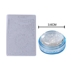 Detail of 3.6cm clear silicone nail stamper with glitter and XY-208 mandala flower plate