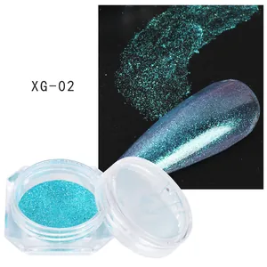 Peacock blue chameleon nail glitter XG-02 με μεταλλική γυαλάδα και λεπτομέρεια λάμψης