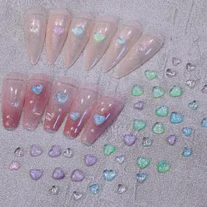 Sparkly aurora heart nail art glitter sequins for colorful manicure decoration
