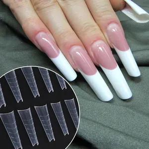 Transparante lange coffin nagelverlenging mallen met nauwkeurige zwarte schaalverdeling