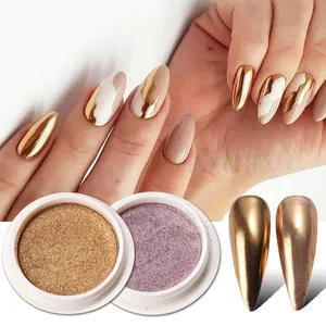 Poudre Miroir Métallique Solide pour Ongles Pigment Chrome pour Décoration Nail Art Outil de Manucure Électroplaqué Haute Brillance