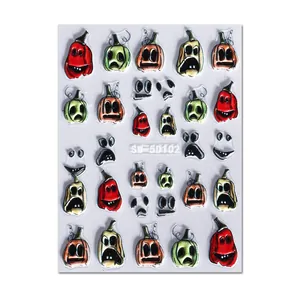 Adesivi per unghie Halloween 5D con motivi a rilievo 3D di zucca e fantasma SW-5D102