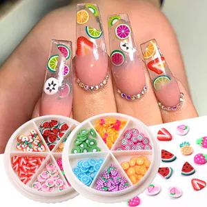 Multicolore Argilla Polimerica Nail Art Decorazione 3D Frutta Fiore Fette In Ruota Custodia Per Estate DIY Manicure Unghie Accessori