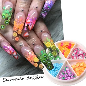 Fette di frutta mista in argilla polimerica per nail art con agrumi e fragole
