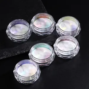 Set aus 6 Aurora Neon Nagelpulvern in Gläsern für irisierende Elfen-Maniküren