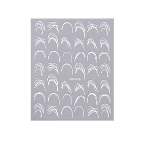 Stickers nail art lignes blanches minimalistes aux motifs variés modèle SWT026