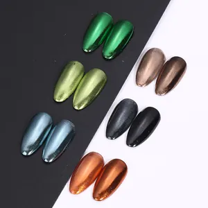 Lot de 6 poudres à ongles chromées métallisées avec effet miroir sur capsules