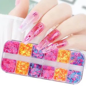 Nail Art Alphabet Butterfly Sequins Mixed Colorful Glitter Flakes For DIY Manicure Decoration In Storage Box Women Beauty