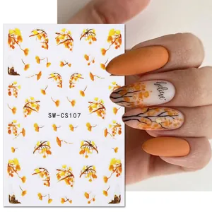Adesivi per Unghie con Foglie di Acero Autunnali Foglie Cadute Ginkgo Floreali Autoadesivi per Manicure Autunnale da Donna