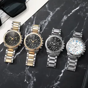 Luxury quartz men's steel watch set with business design and waterproof metal band