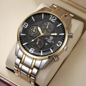 Montre à Quartz Homme Business Mode Bracelet en Alliage Étanche Date Lumineuse Grand Cadran Montre-Bracelet PINHAO 8646