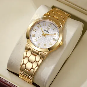 Orologio da Donna al Quarzo Numeri Arabi Cinturino in Lega a Nido d'Ape Lussuoso Orologio in Metallo Oro Regalo per Donna