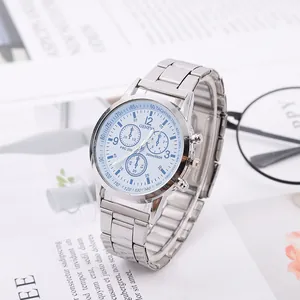 Orologio business da uomo con quadrante blu e cinturino a maglie in acciaio inossidabile