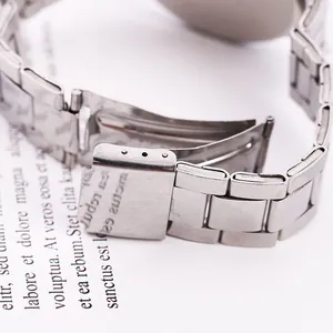 Orologio al quarzo vintage da uomo con cinturino in acciaio inossidabile argento