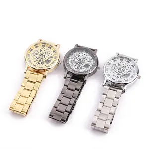 Trois montres squelettes en or, bronze et argent avec chiffres romains