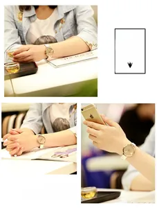 Vue lifestyle d'une montre élégante pour femme avec bracelet en cuir blanc et cadran étoilé