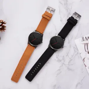 Minimalist men's quartz watches with large dials and stylish matte leather straps