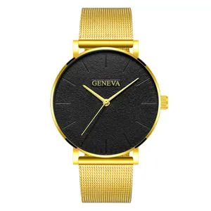 Men Minimalist Quartz Watch With Frosted Rock Texture Dial Milanese Mesh Alloy Band Analog Casual Business Wristwatch