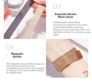 Detail des Mailänder Mesh-Armbands mit Magnetverschluss für Luxus-Quarzuhren