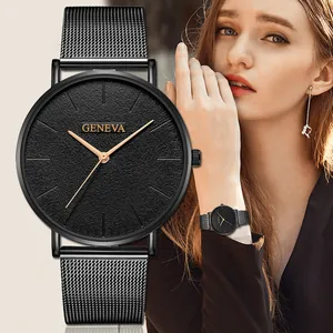 Geneva Fashion Men's Minimalist Quartz Watch Alloy Mesh Strap Analog Wristwatch Elegant Round Dial Casual Business Watch