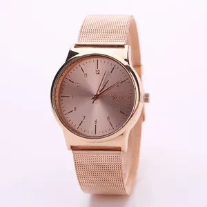 Fashion Unisex Quartz Watch Alloy Mesh Strap Mesh Band Minimalist Arabic Numerals Analog Wristwatch For Daily Office Wear