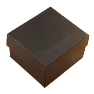 Minimalist black rectangular jewelry gift box with textured paper surface and lid