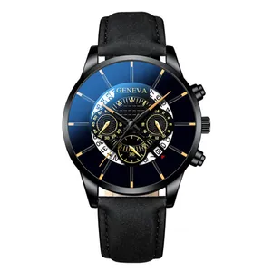 Orologio al quarzo da uomo con cassa nera opaca e quadrante blu sfumato alla moda
