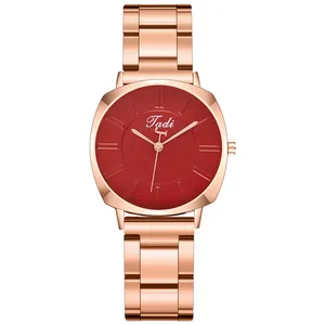 Mode Damen Quarzuhr Luxus Roségold Legierung Metallband Quadratisches Zifferblatt Minimalistische Analoge Armbanduhr Schmuck