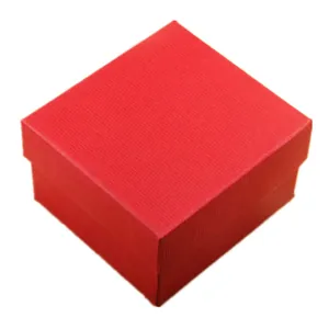Red textured square jewelry gift box with classic lid for watches and bracelets