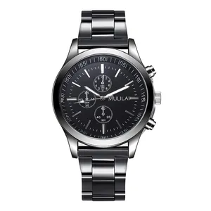 Mens chronograph quartz watch in gunmetal stainless steel with black dial display